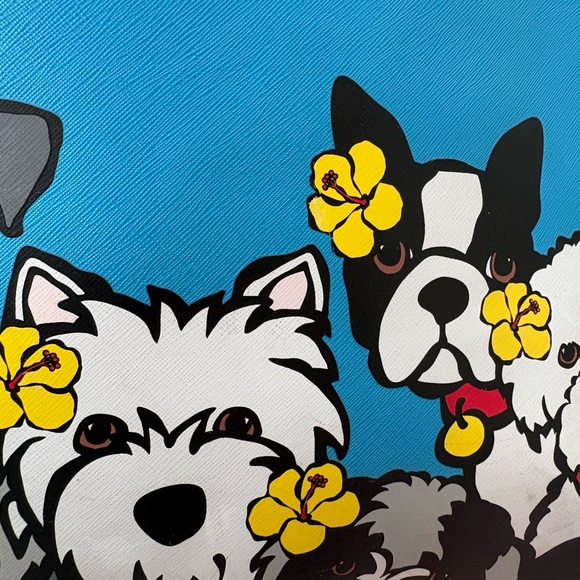 Marc Tetro Rare group dog 🐶 Blue Tote Bag with Playful Dog Print - Picture 2 of 11